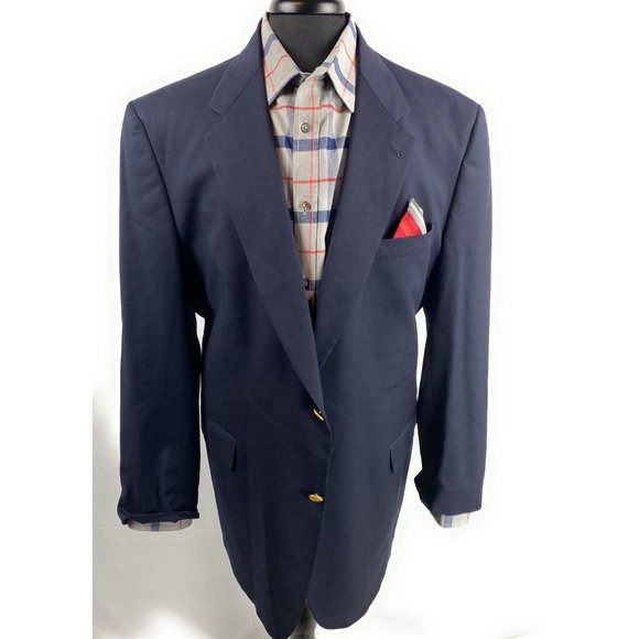Hart Schaffner & Marx Gold Trumpeter Nordstrom Navy Blazer Jacket 48L